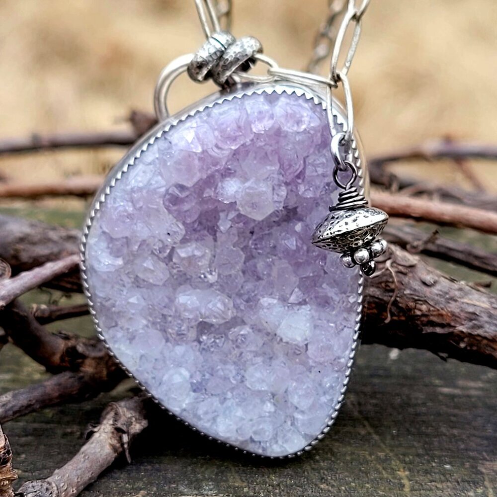 Handmade Amethyst Druzy Artisan Necklace